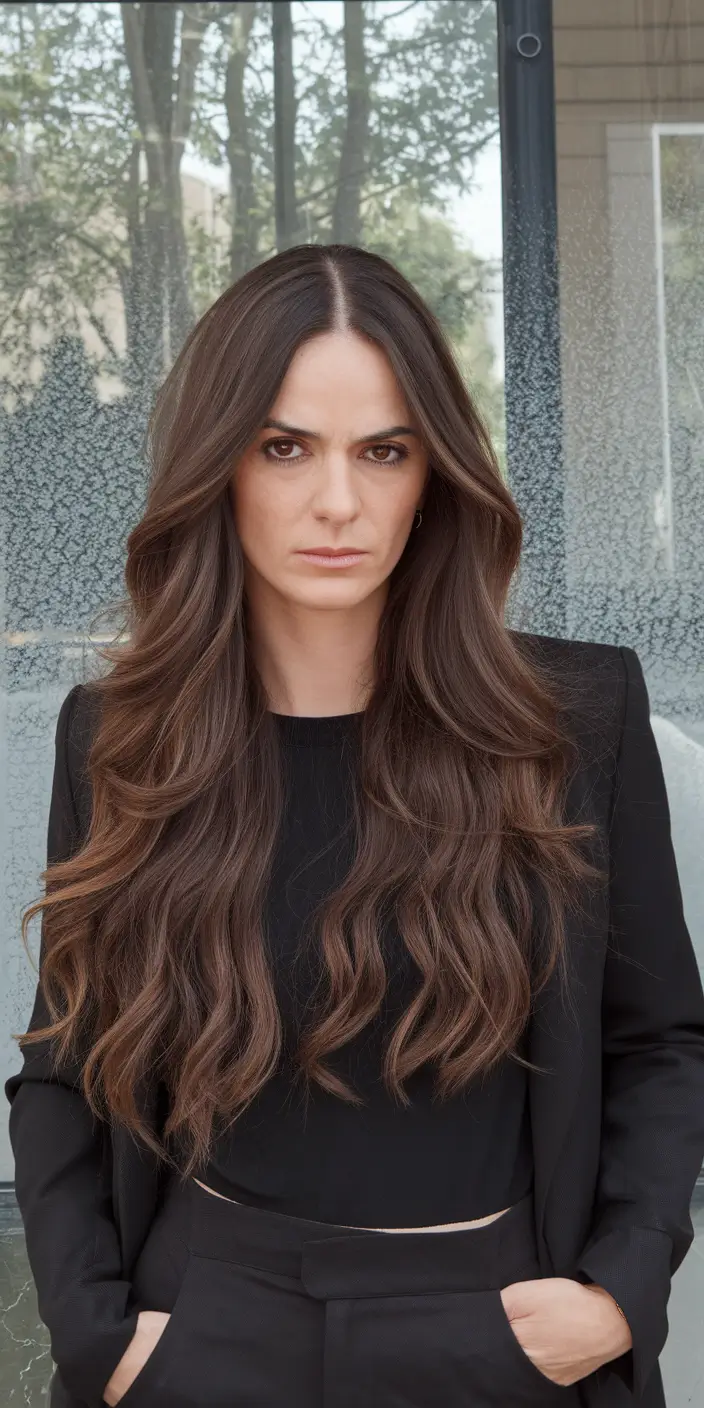 Fall brown hair color ideas 2025 Classic Walnut Brown with Flowing Lengths