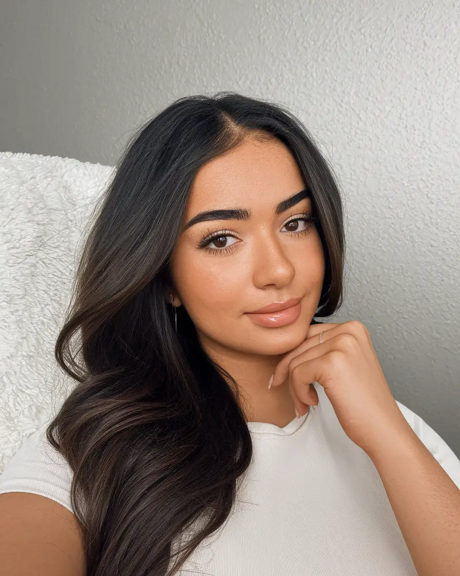 Fall brown hair color ideas 2025 Glossy Dark Brown with Lived-In Elegance