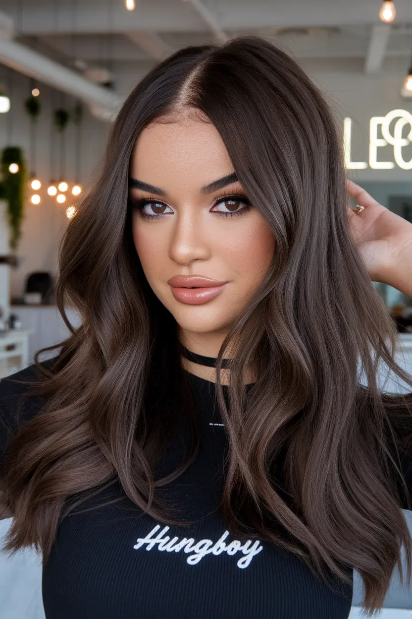 Fall brown hair color ideas 2025 Mocha Brunette with Soft Velvet Shine