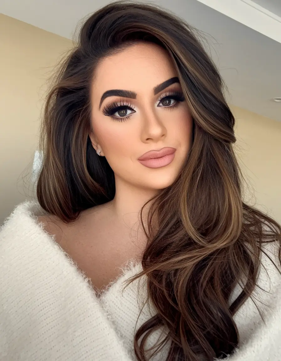 Fall brown hair color ideas 2025 Rich Brunette Balayage with Face-Framing Money Piece