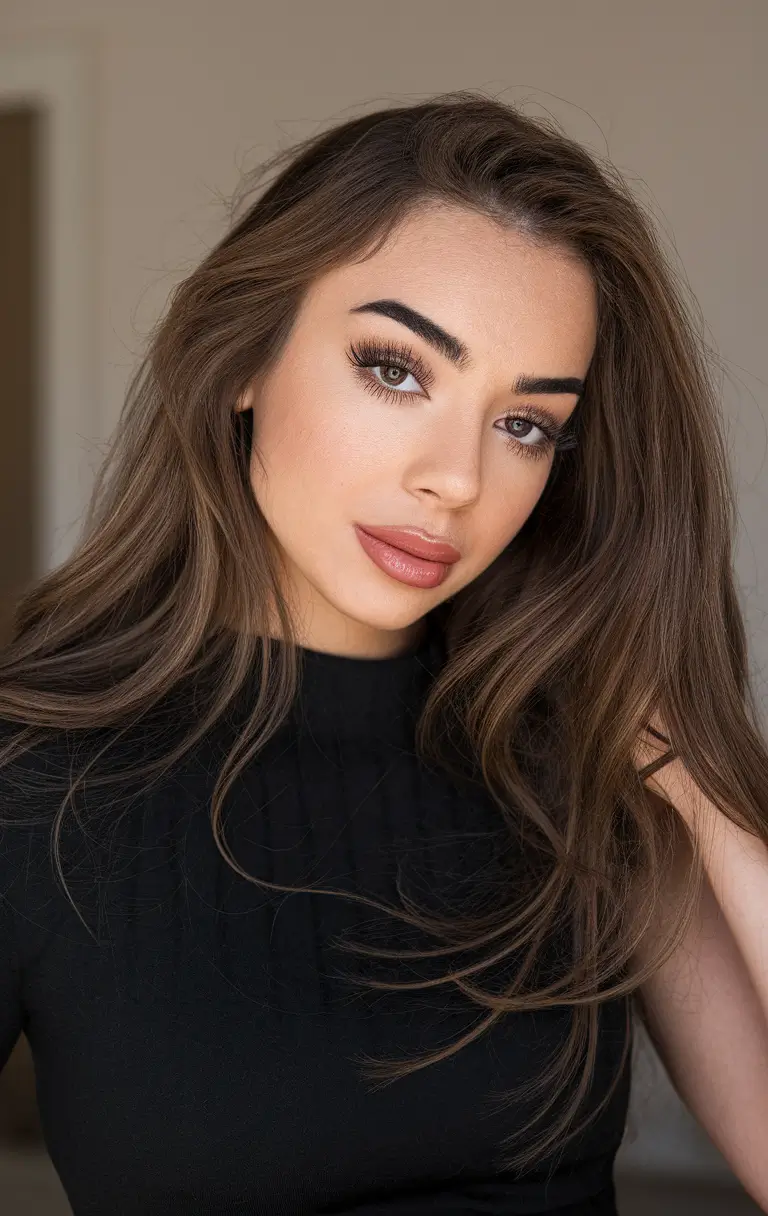 Fall brown hair color ideas 2025 Soft Mocha Brunette with Natural Glow