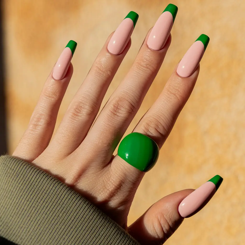 fall coffin nail ideas 2025 Fresh Green French