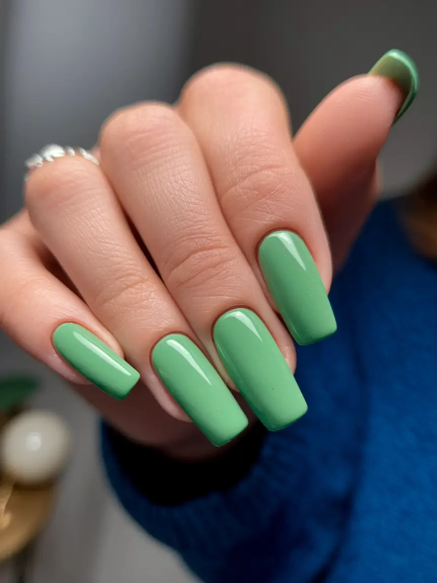 fall color nails designs autumn green Glossy Meadow Green