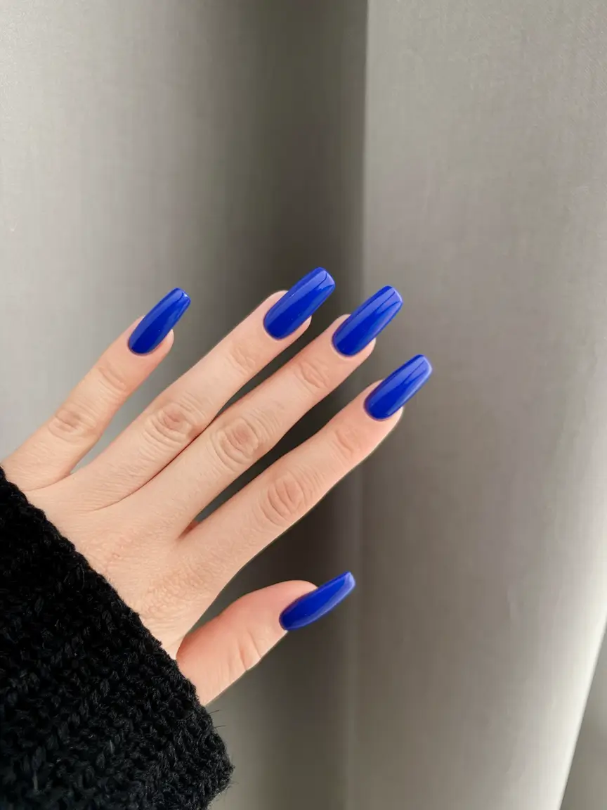 fall color nails acrylic Royal Blue Power