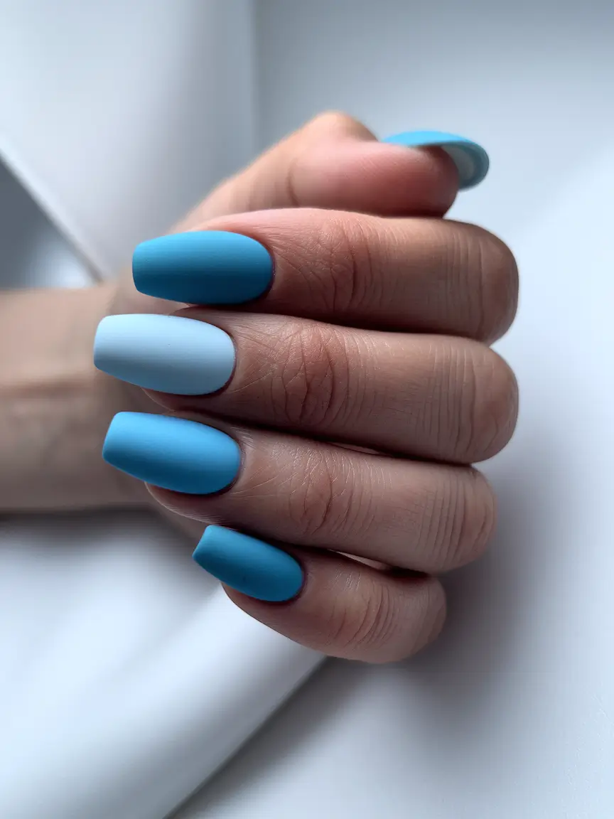 autumn gel short Matte Blue Ombre