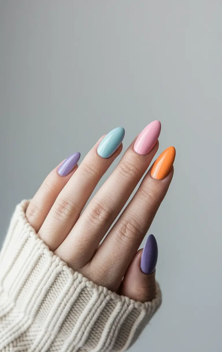 fall color nails pastel Playful Pastel Rainbow