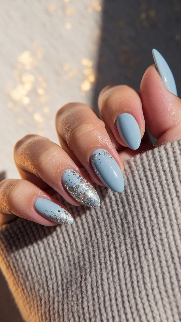fall color nails autumn with glitter Frosted Sky Glitter