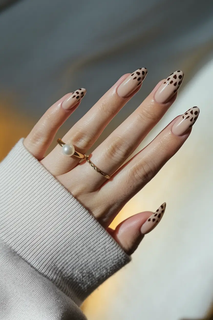fall french tip nails Animal Print French Twist
