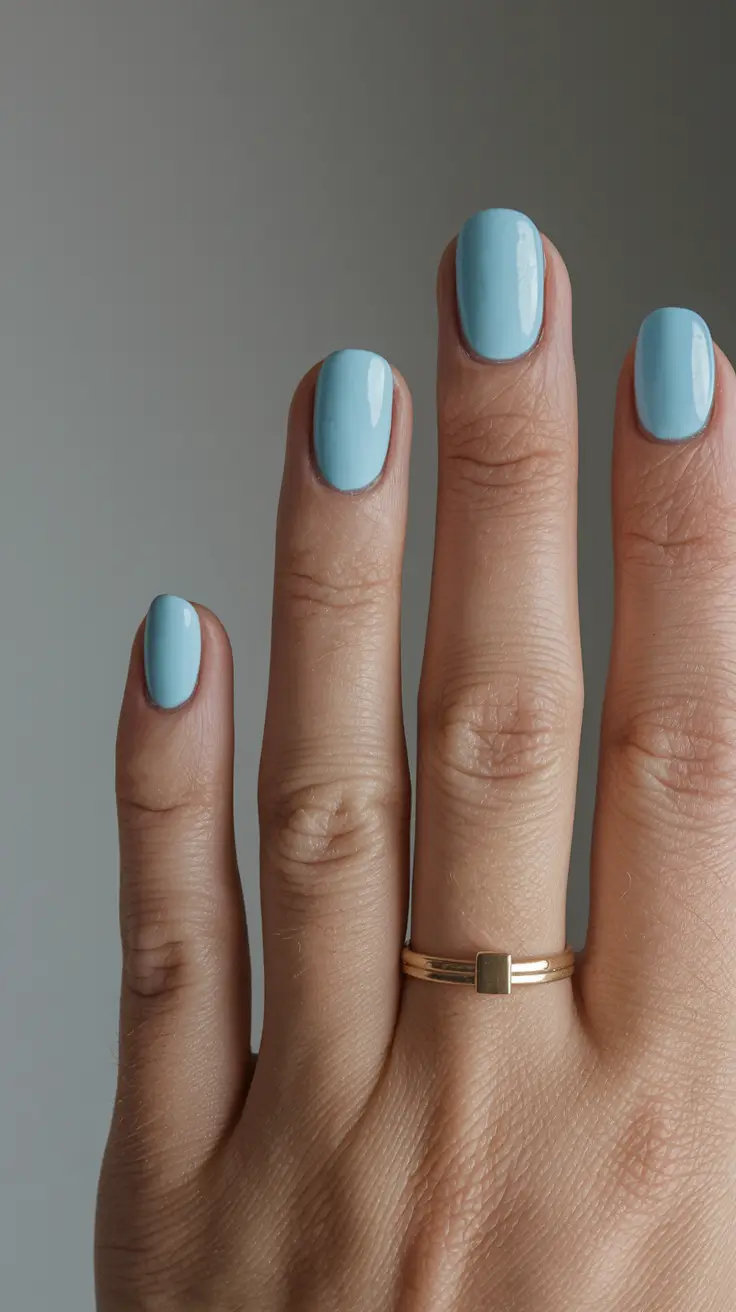 fall gel nails designs 2025 Powder Blue Minimalism