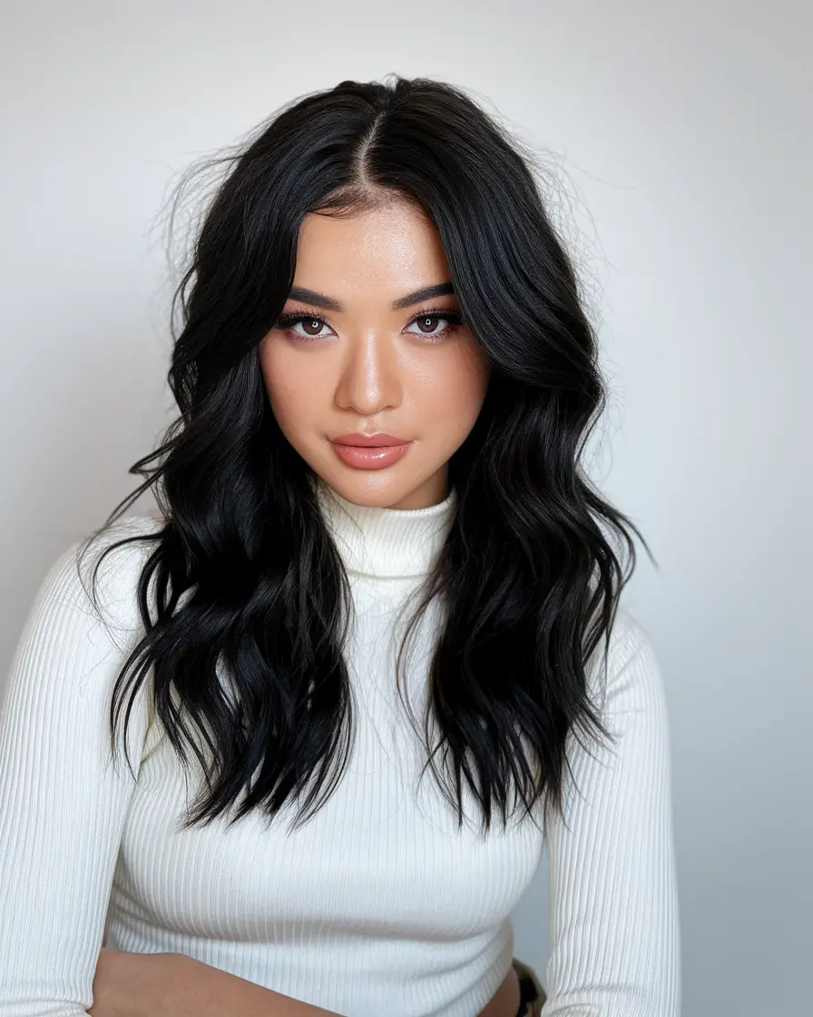 fall color hair ideas for black women natural Classic Mid-Length Waves with Natural Shine