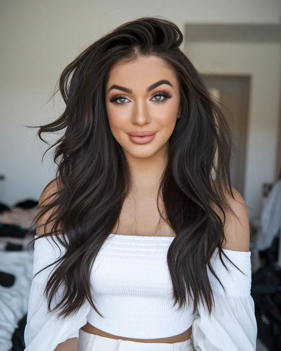 fall hair color black women Side-Swept Volume for Elevated Glam