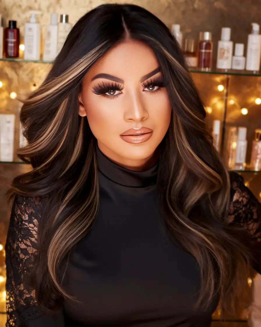 fall blonde hair color black women Chunky Front Highlights for Bold Contrast