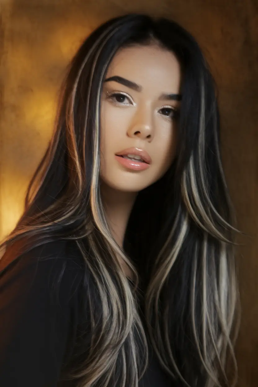 blonde hair color ideas for fall winter black women Ashy Blonde Ribbons on Jet Black Canvas