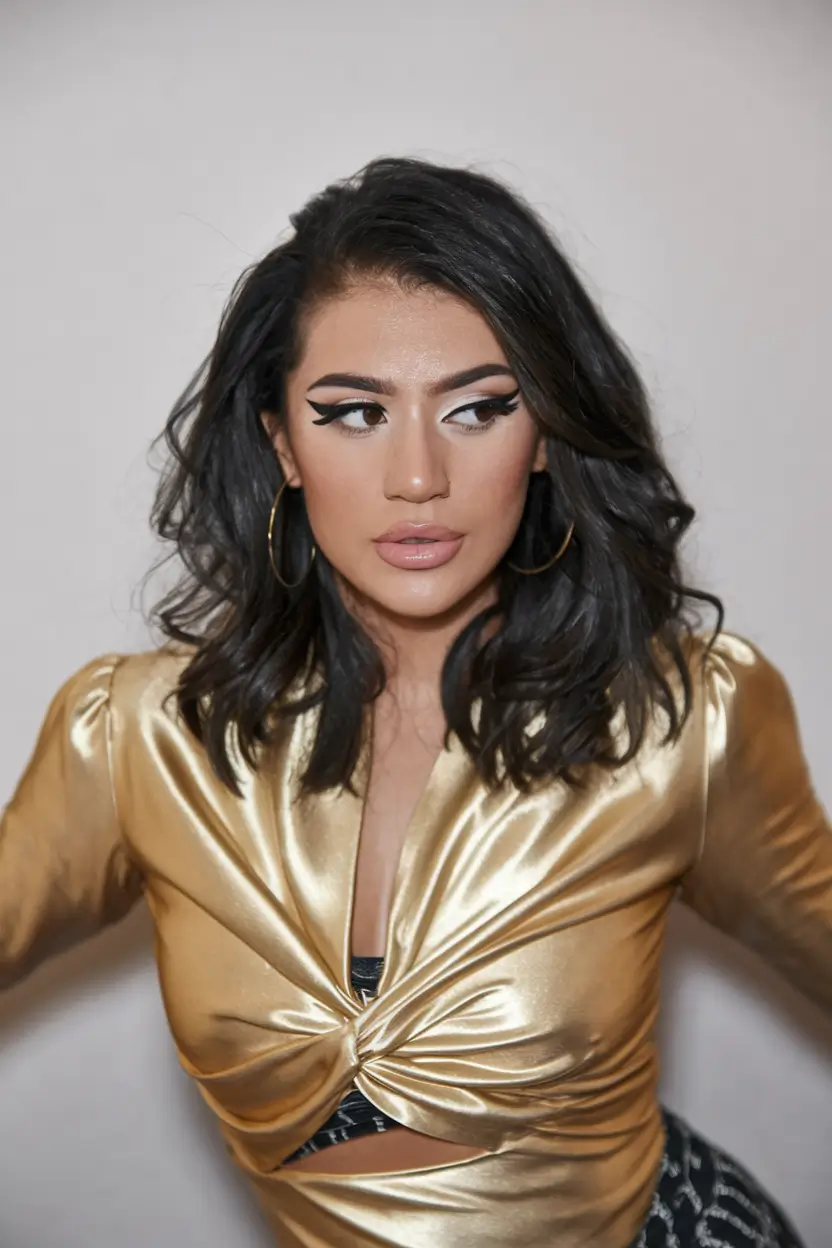 fall hair color for black hair dark brown eyes Old Hollywood Waves with a Side of Glam