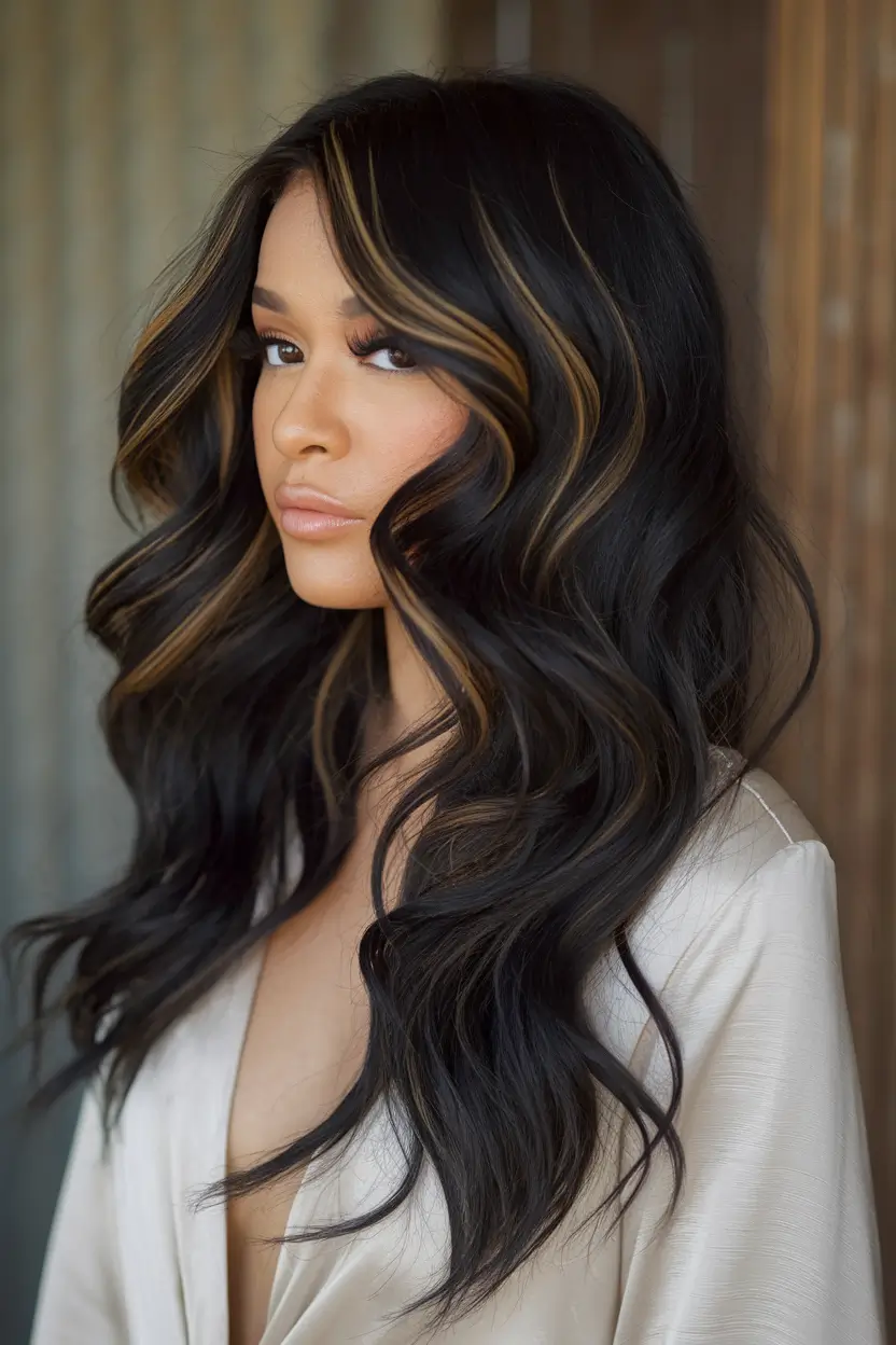 fall inspired hair color for black women Face-Framing Highlights for Fall Glow