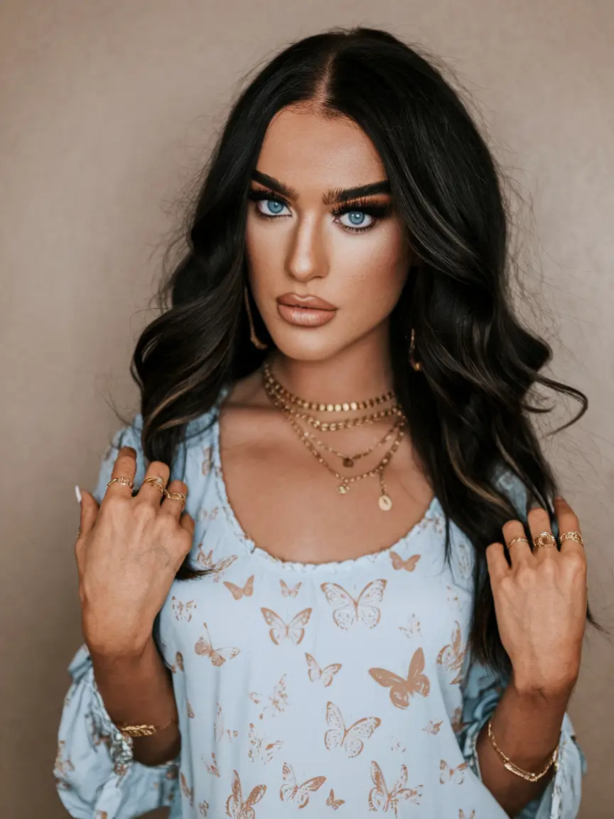 fall hair color black hair High-Gloss Curls with Cinnamon Shadowing
