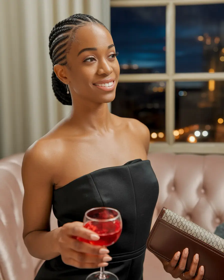 fall hairstyle black women Cornrow Bun with Sleek Side Design