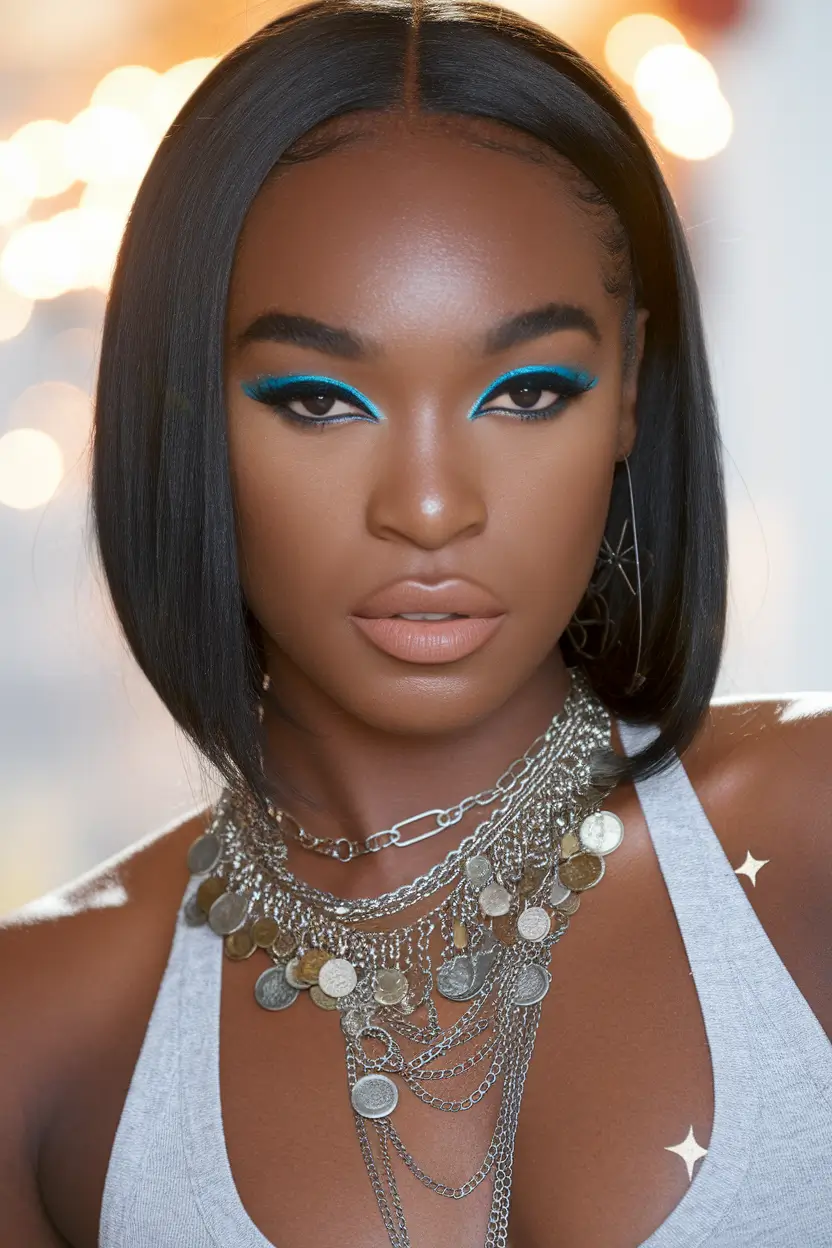 fall hairstyle black women 2025 Ultra-Sleek Blunt Bob With Shine to Spare