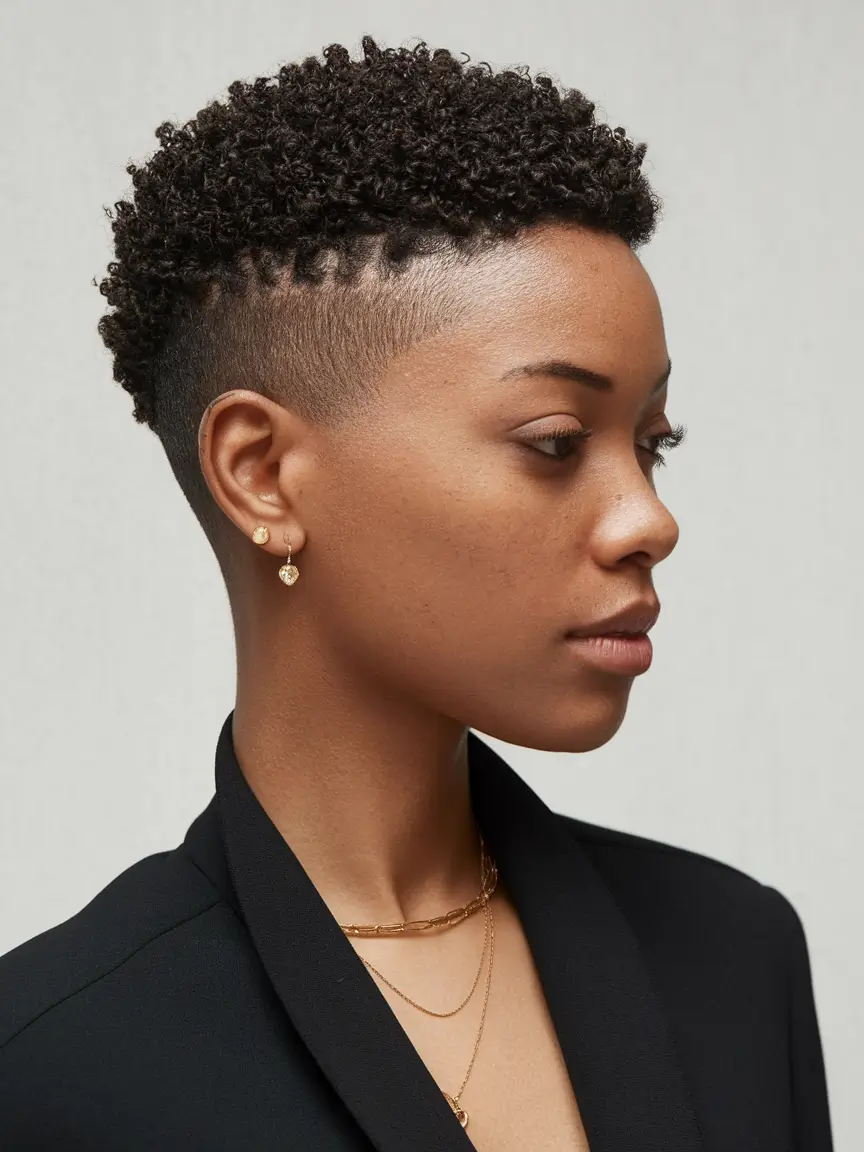 fall hairstyle black women 2025 The Curly Taper Fade That Speaks Confidence