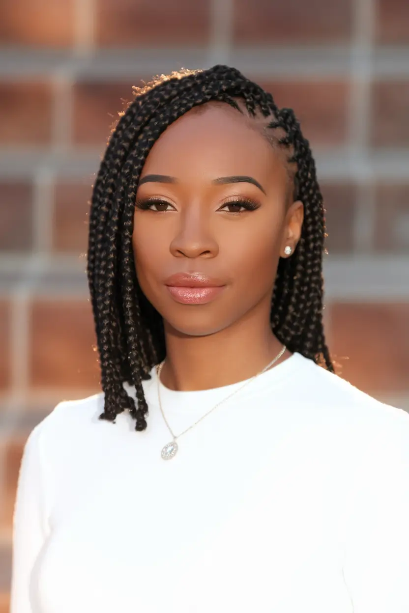 fall hairstyle black women 2025 Box Braids With a Side Part That Pops