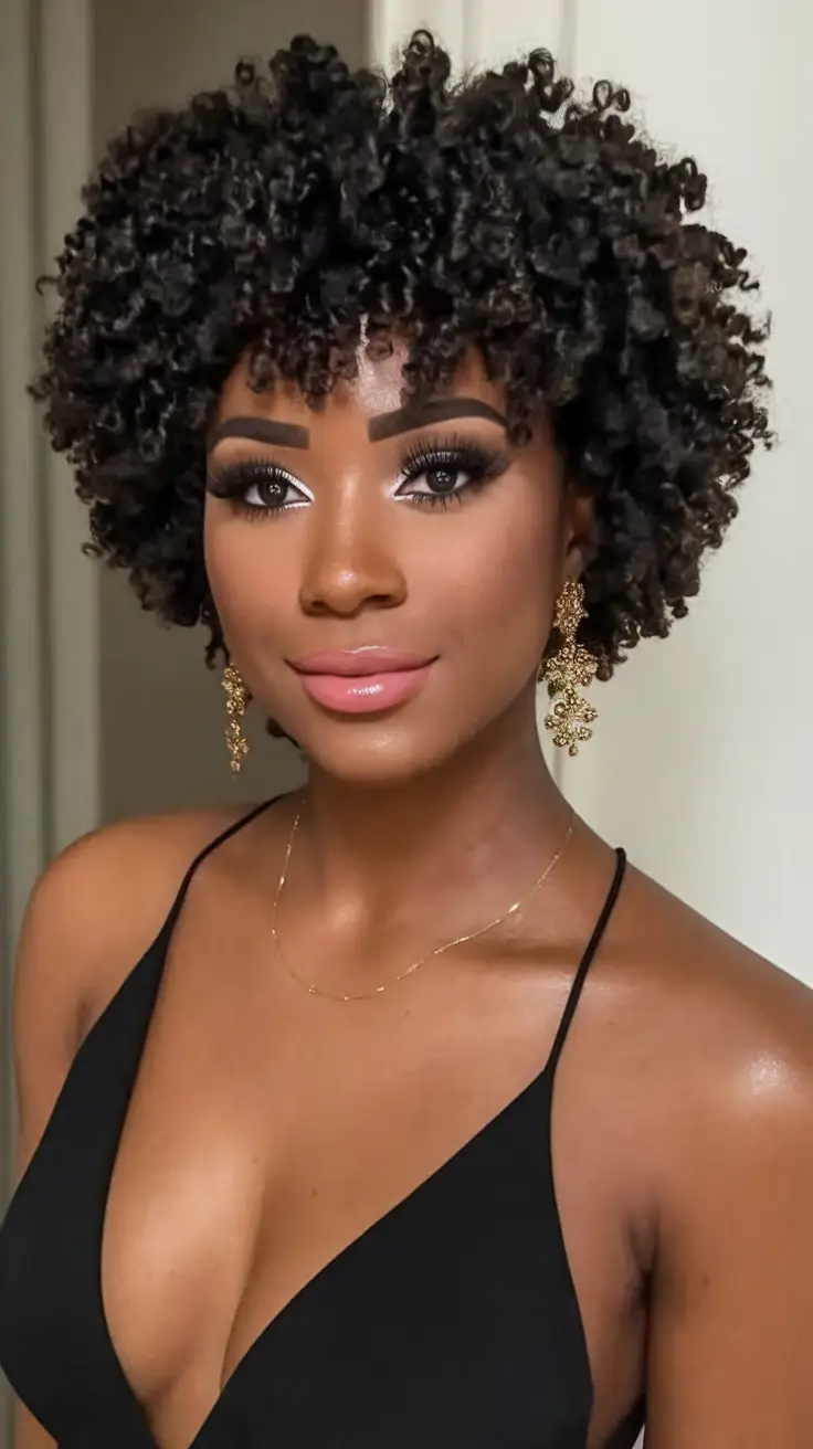 fall hairstyle black women Defined Twist-Out Fro with Bangs