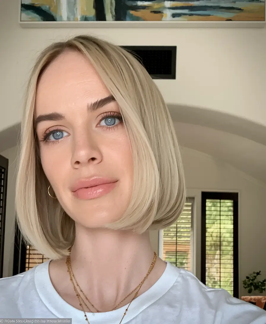 fall hairstyle for medium hair 2025 Rounded Bob with Blonde Brightness