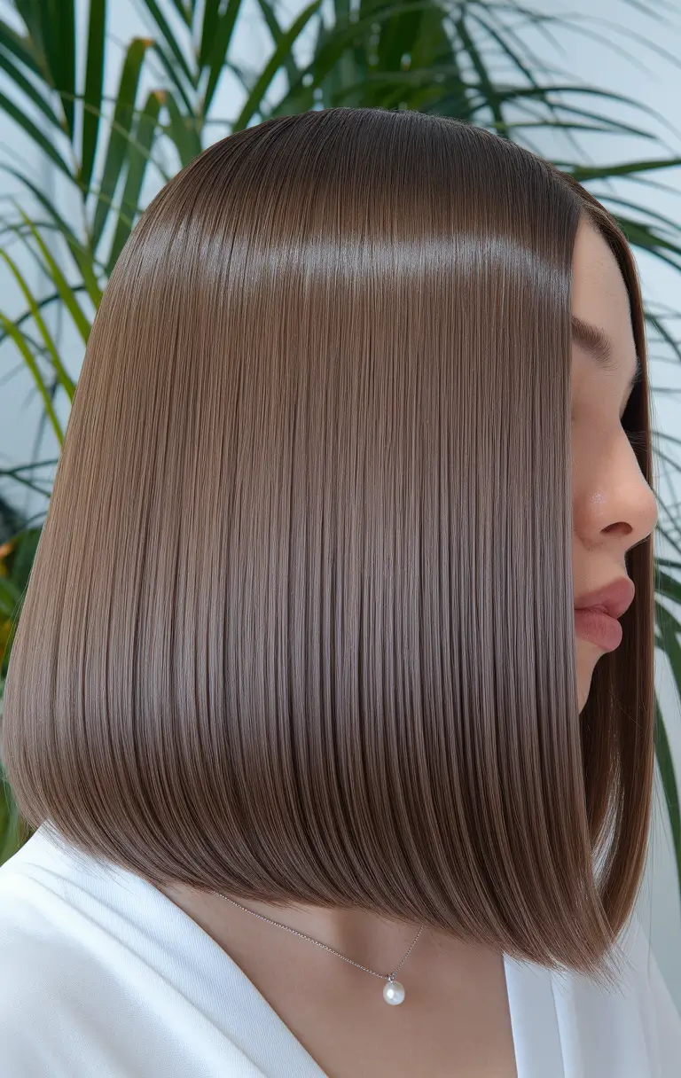 fall hairstyle for medium hair 2025 Glass Hair Precision Cut