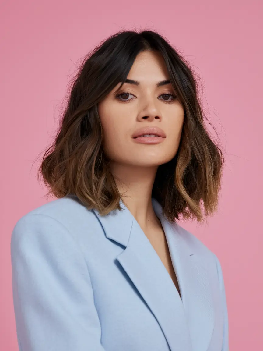 fall hairstyle for medium hair 2025 Textured Lob with Face-Framing Waves
