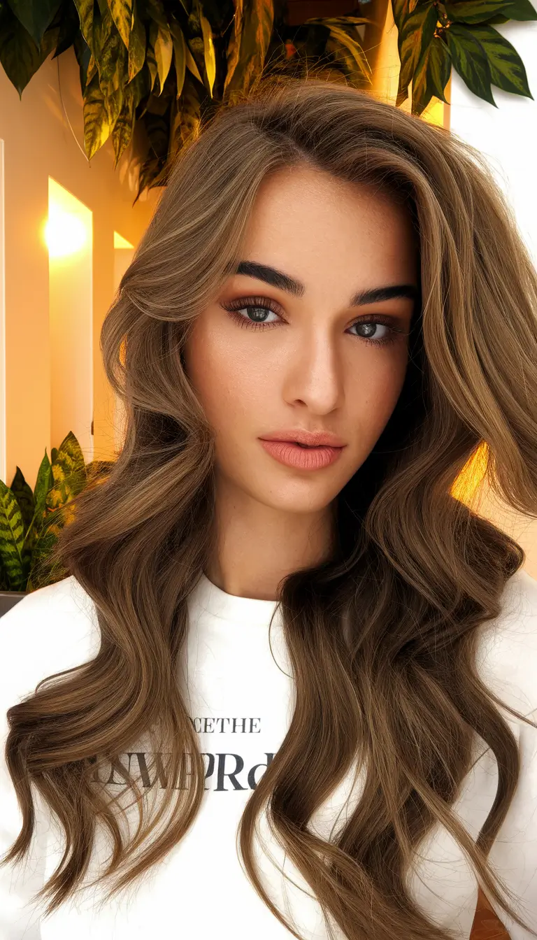 fall hairstyles and colors ideas 2025 Golden Brunette Waves