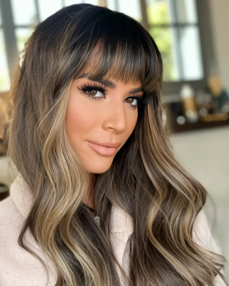 fall hairstyles and colors ideas 2025 Face-Framing Bangs with Length