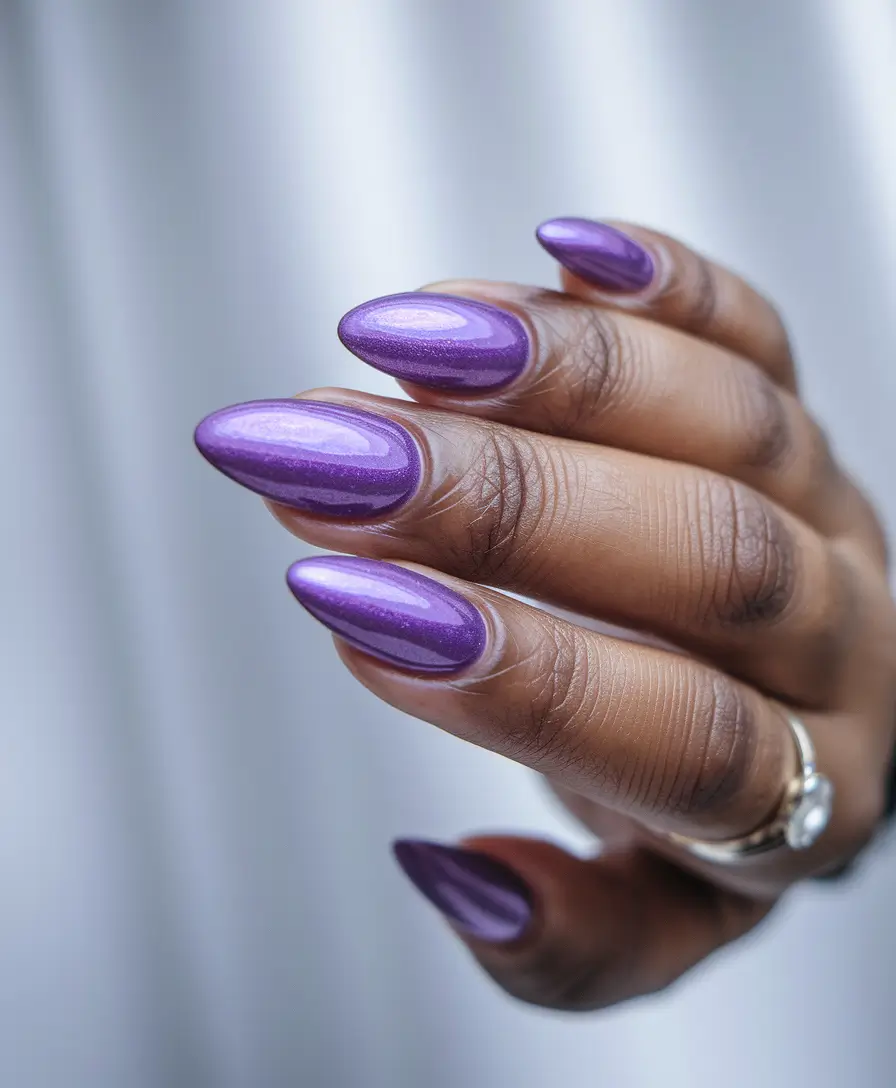 fall manicure ideas 2025 Shimmering Purple Charm