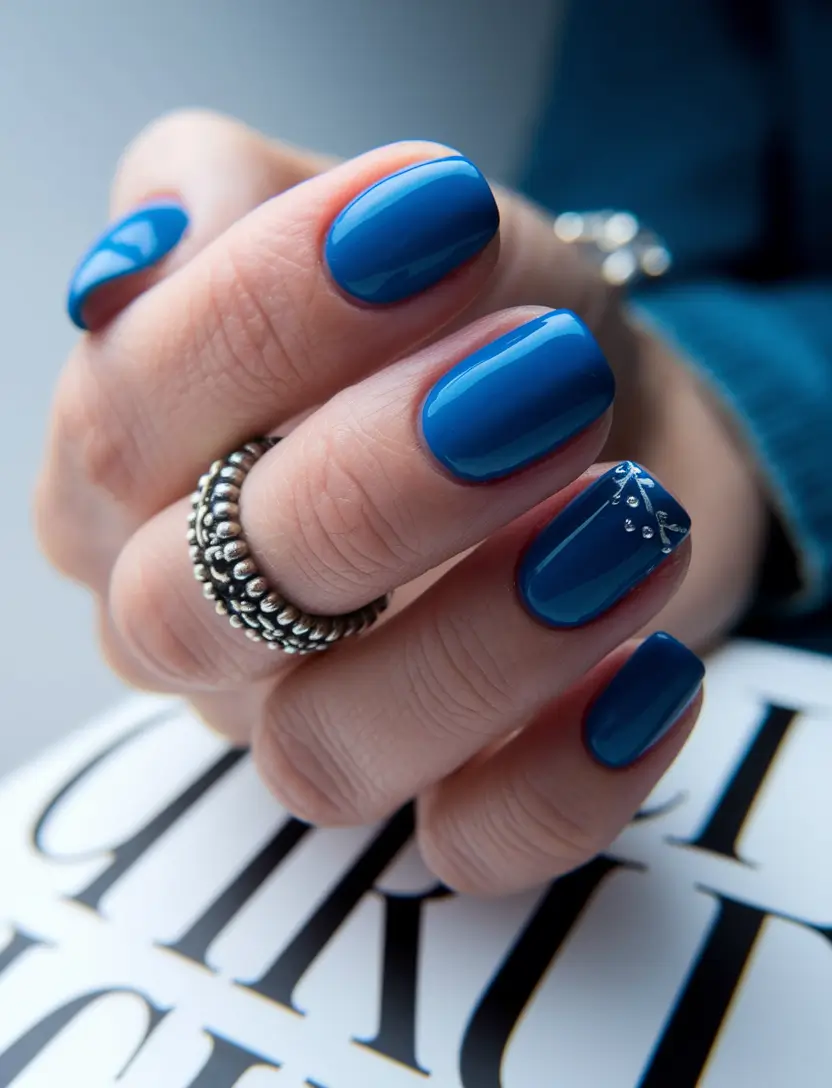fall manicure ideas 2025 Blue Accent Spark