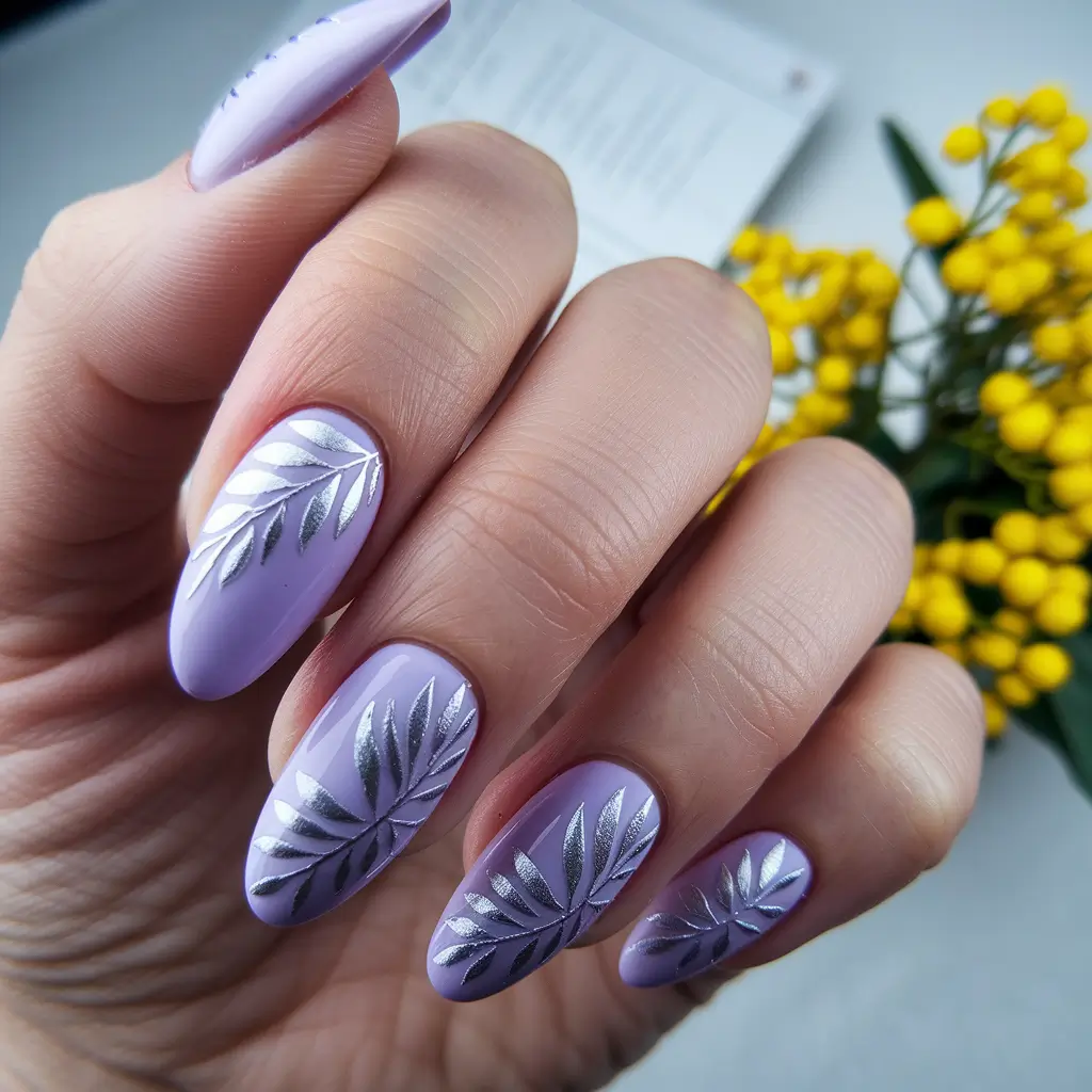fall manicure ideas 2025 Lavender Leaf Shine