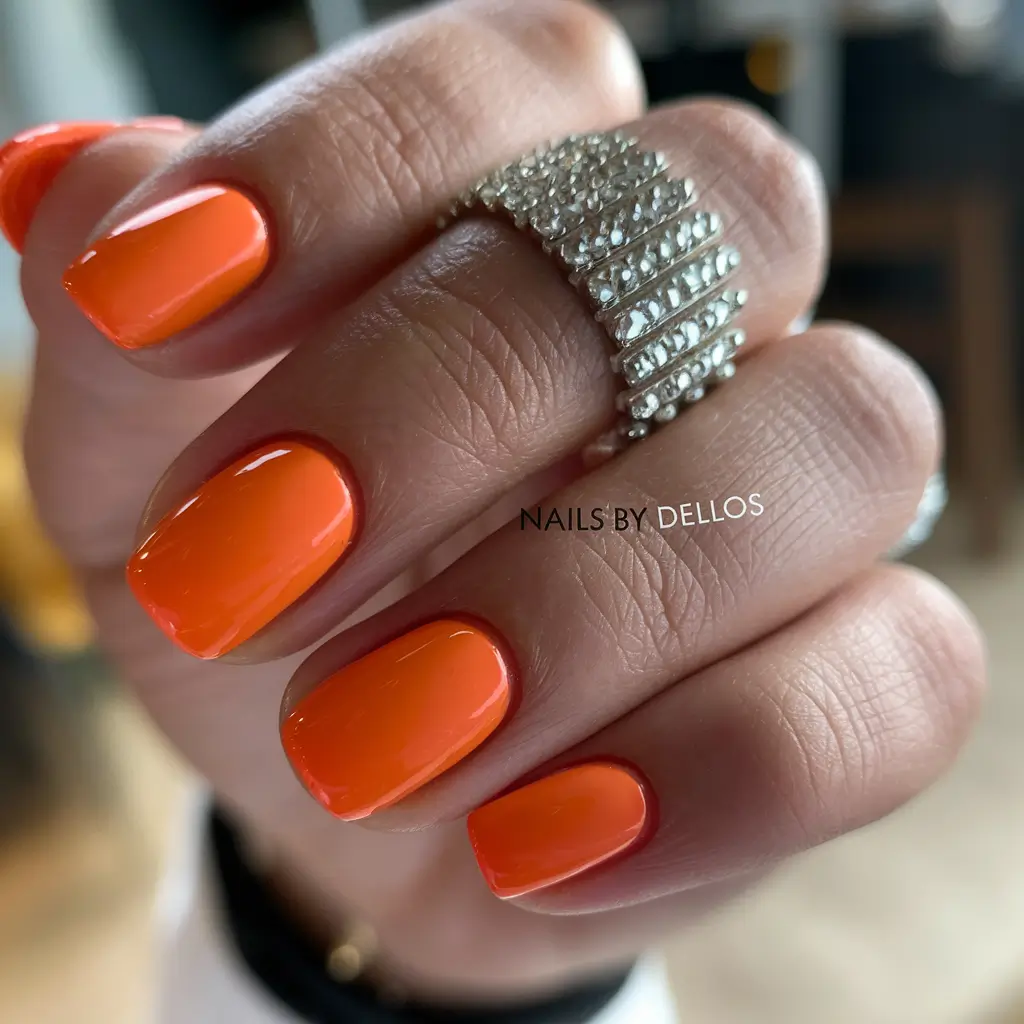 fall manicure ideas 2025 Fiery Pumpkin Glow