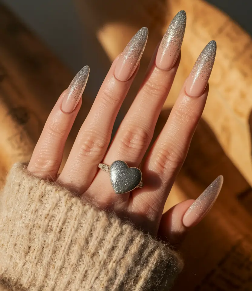 fall nail colors fair skin Frosted Silver Ombre