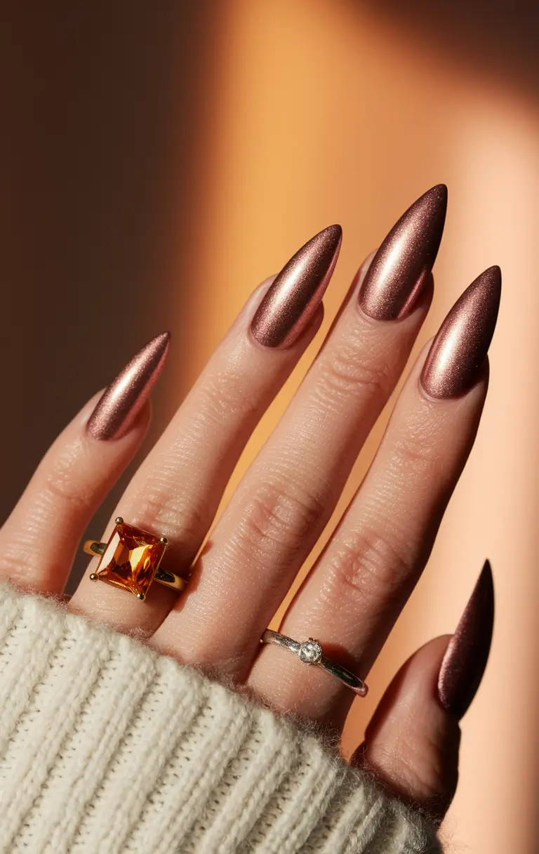 fall nail colors fair skin Metallic Copper Glow