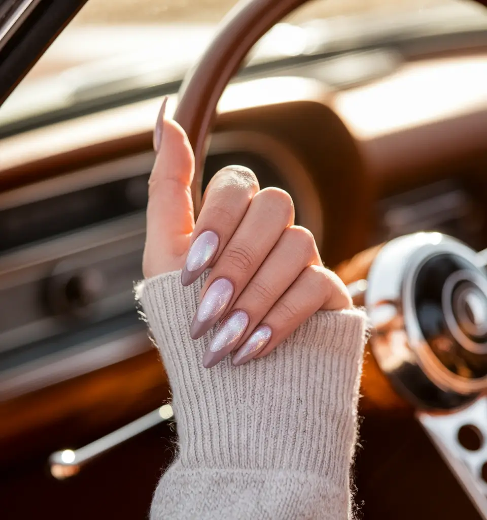 fall nail colors medium skin Iridescent Mauve Glow