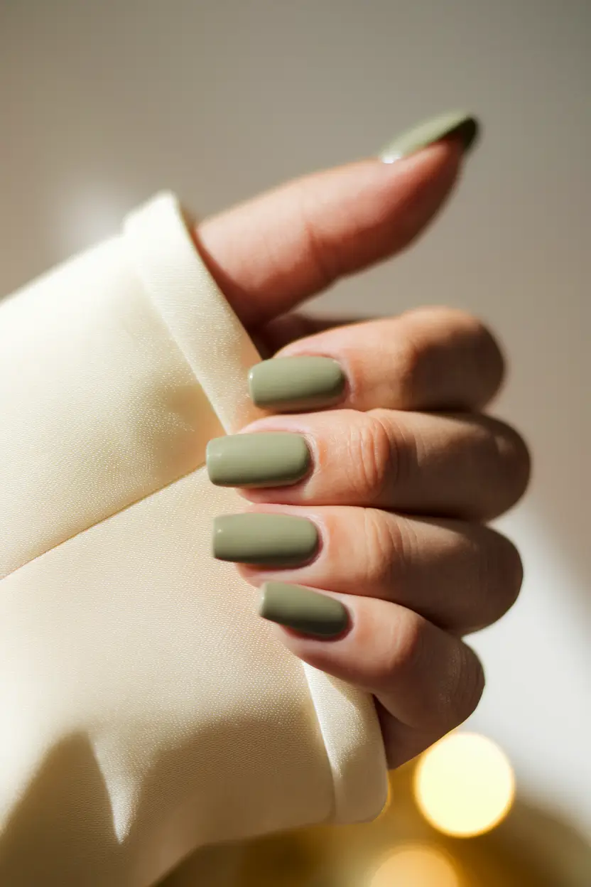 fall nail colors medium skin Olive Green Calm