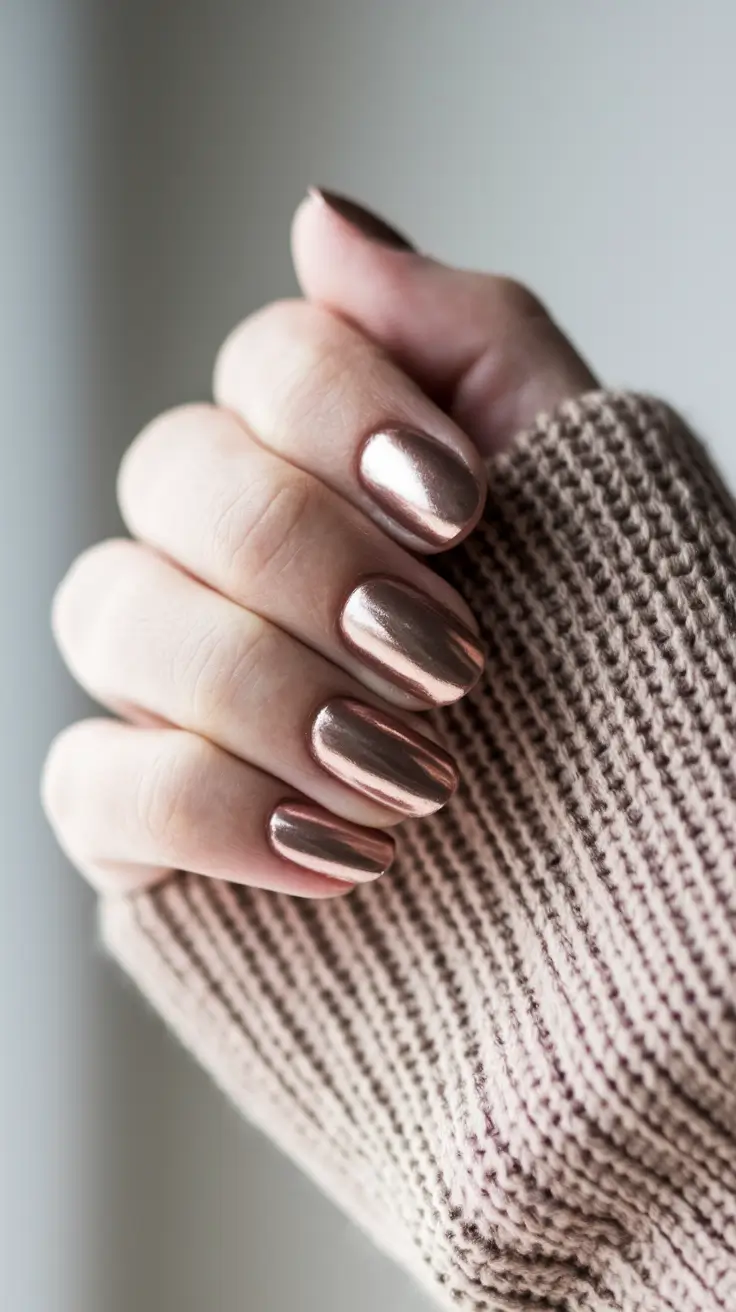fall nail colors medium skin Rose Chrome Elegance
