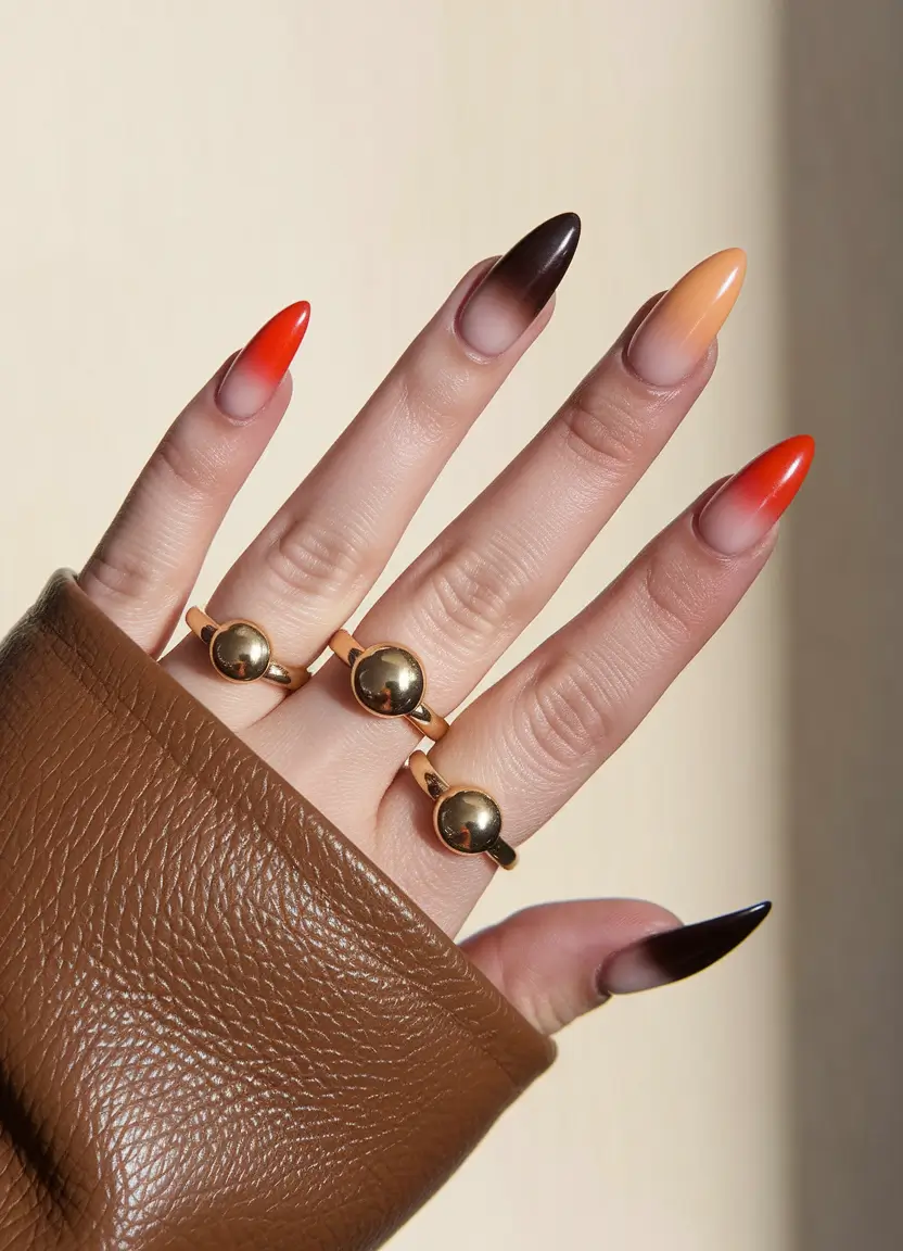 fall nails art ideas Sunset Ombre Drama