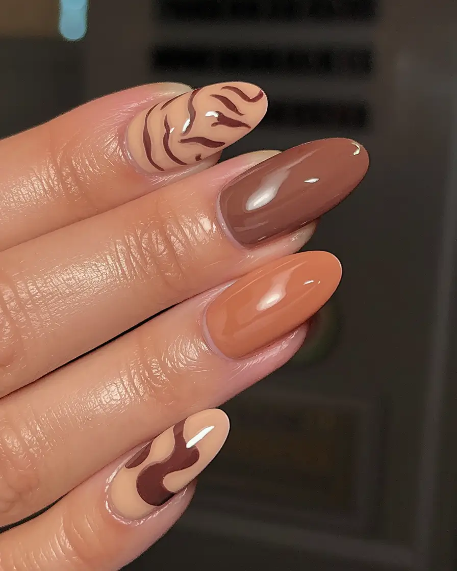 fall nails art ideas Chocolate Swirl Fantasy