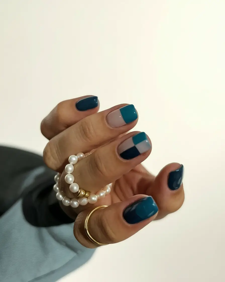 fall nails art ideas Modern Teal Geometry