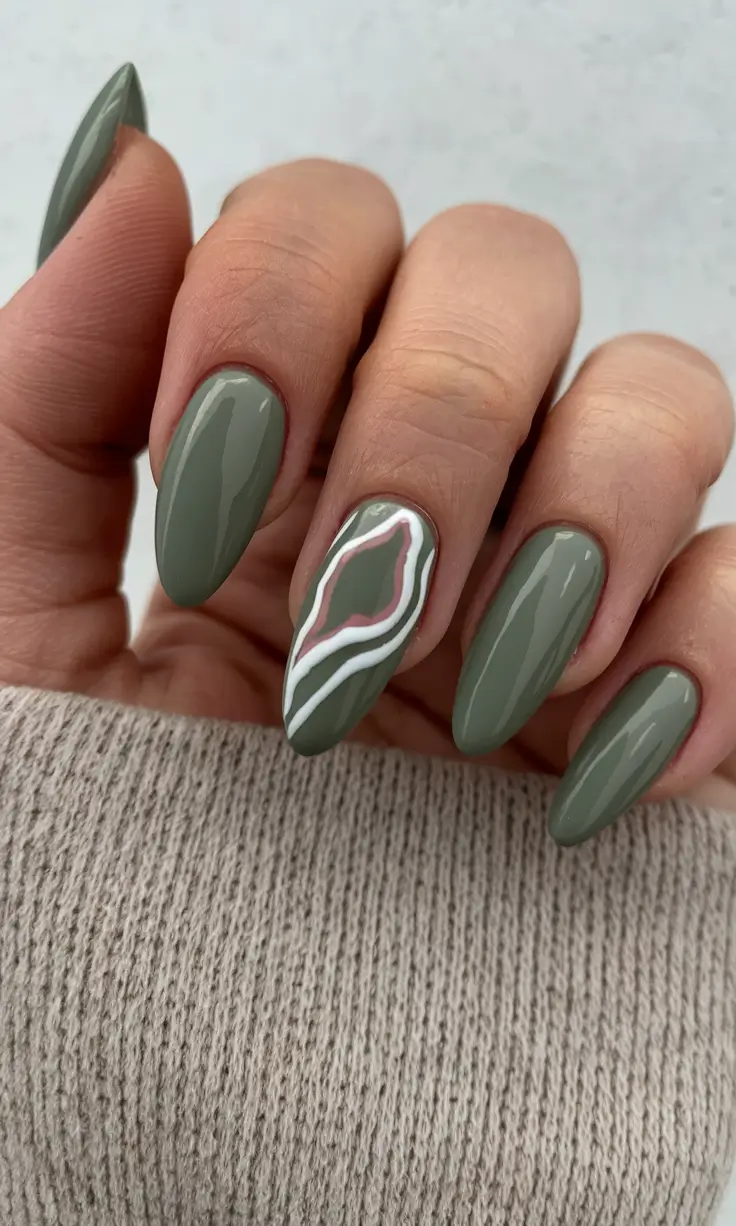 fall nails art ideas Olive Agate Flow