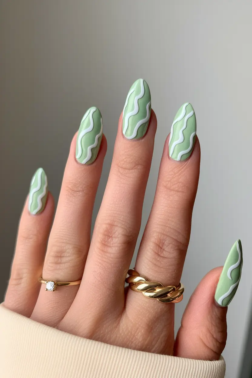 fall nails art ideas Mint Waves in Soft Focus