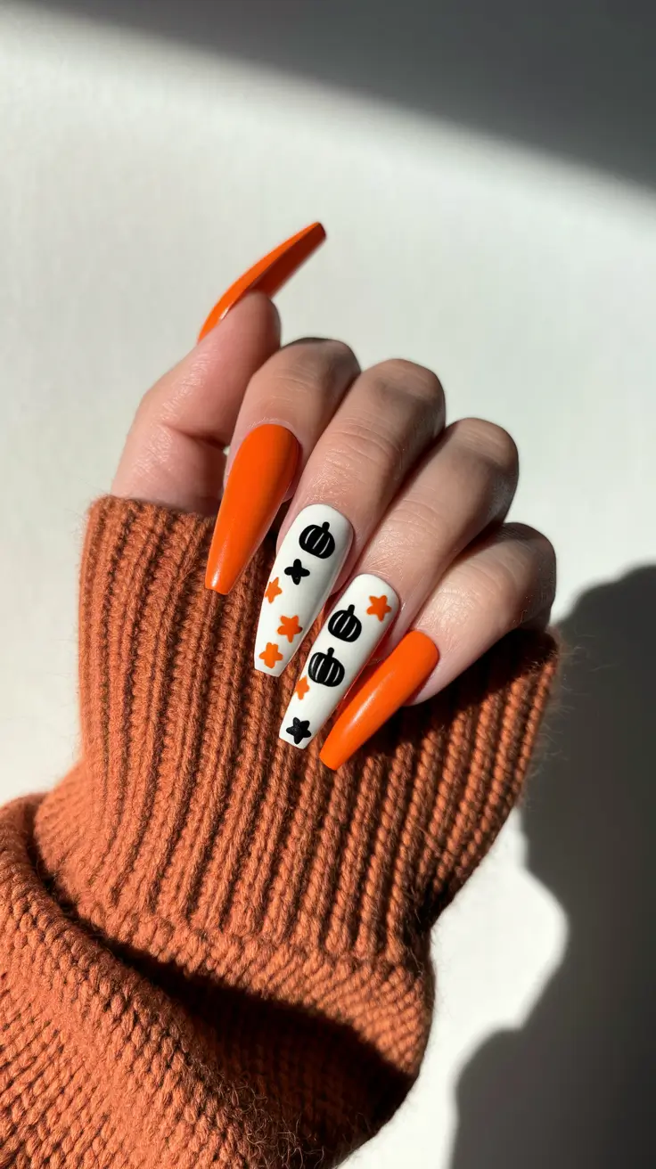 fall nails art ideas Halloween Pumpkin Charm