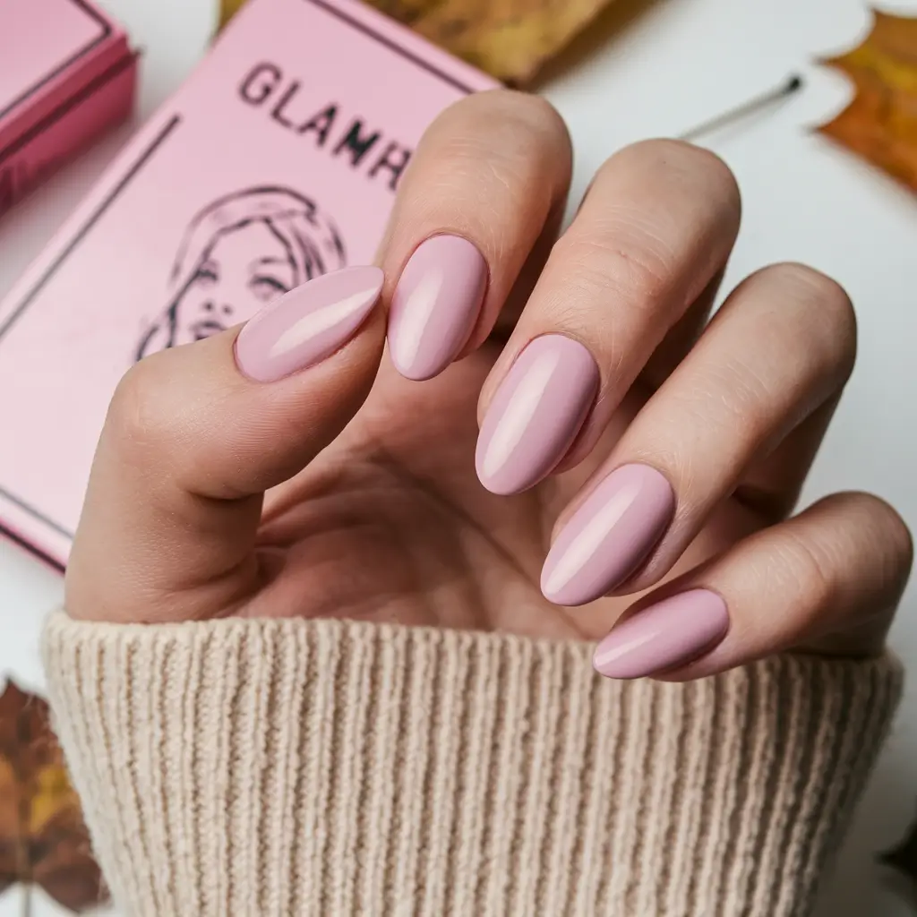 fall nails oval shape Dusty Rose Serenity