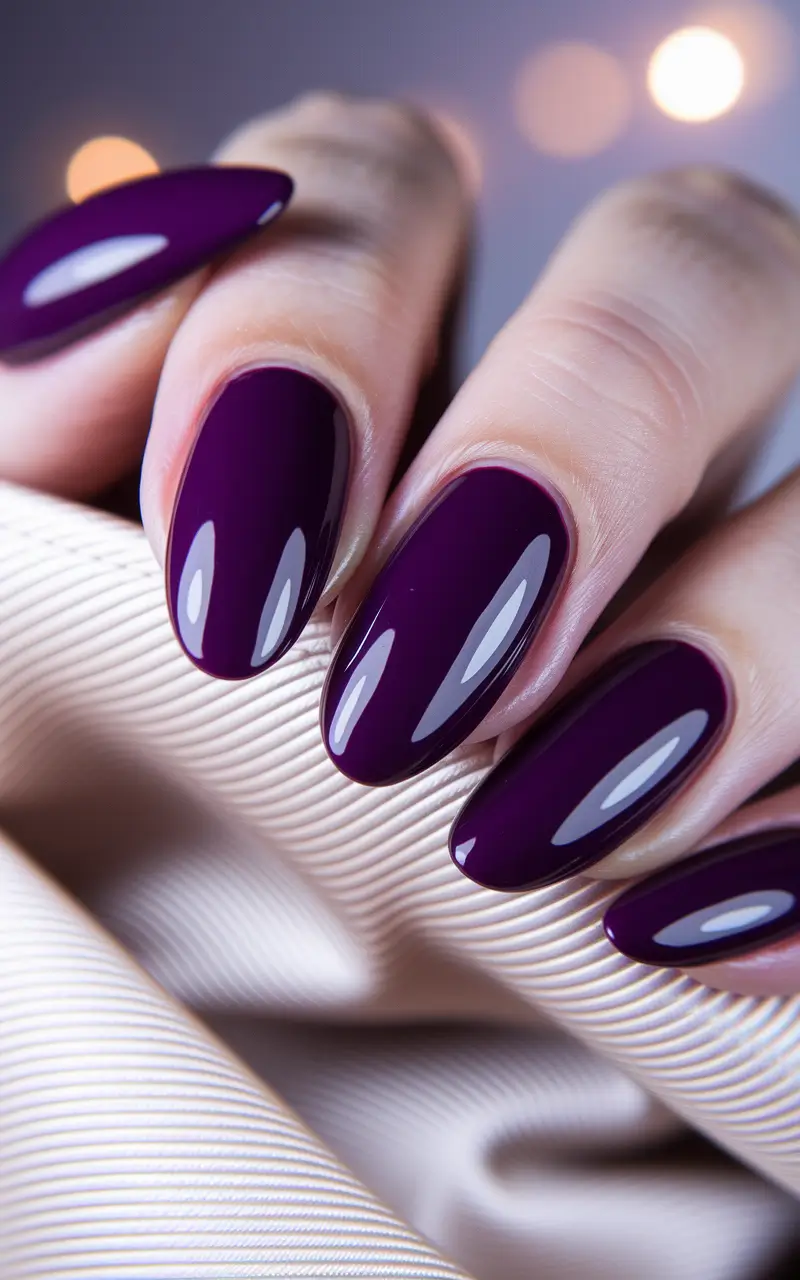 fall nails oval shape Velvet Plum Perfection