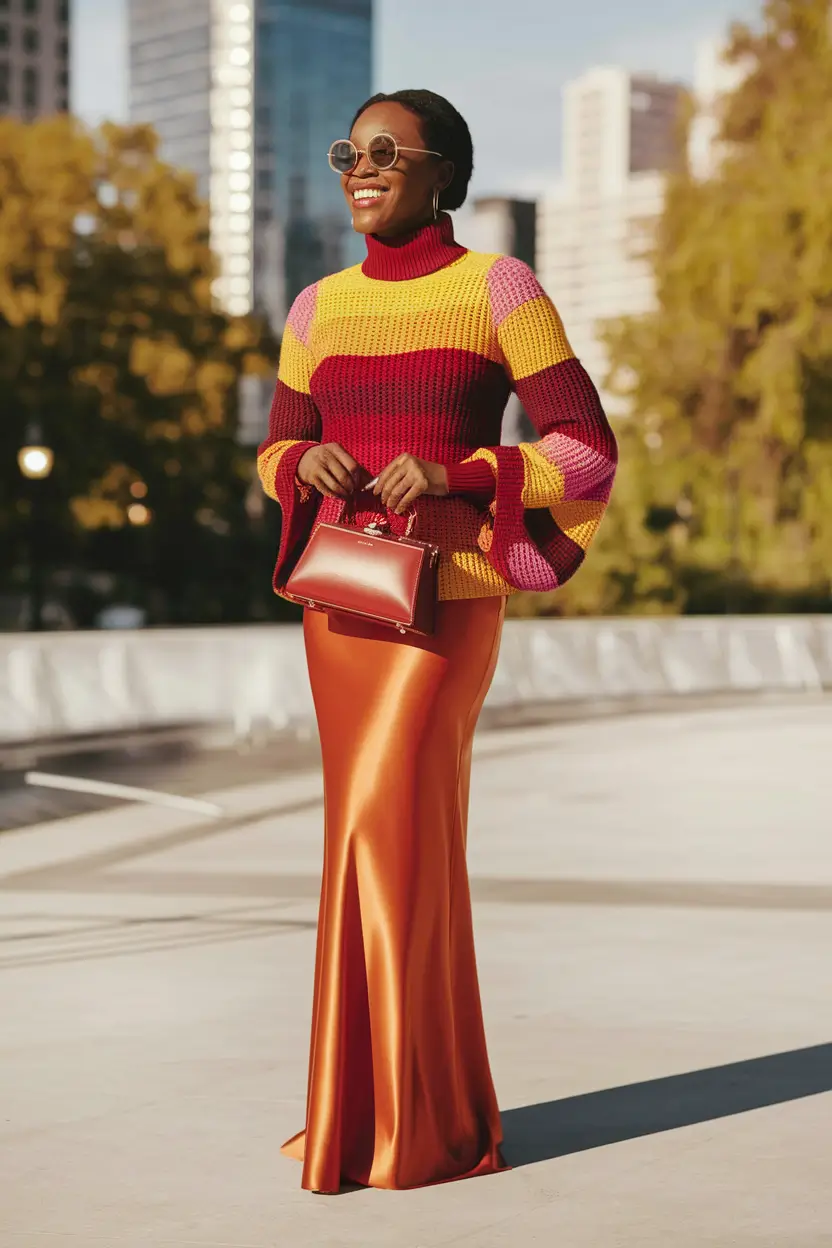 fall outfits black women birthday Sunset Colors and Slit Drama