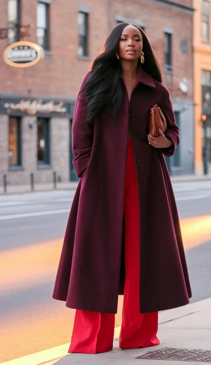 fall outfits black women baddie Burgundy Meets Fire Red