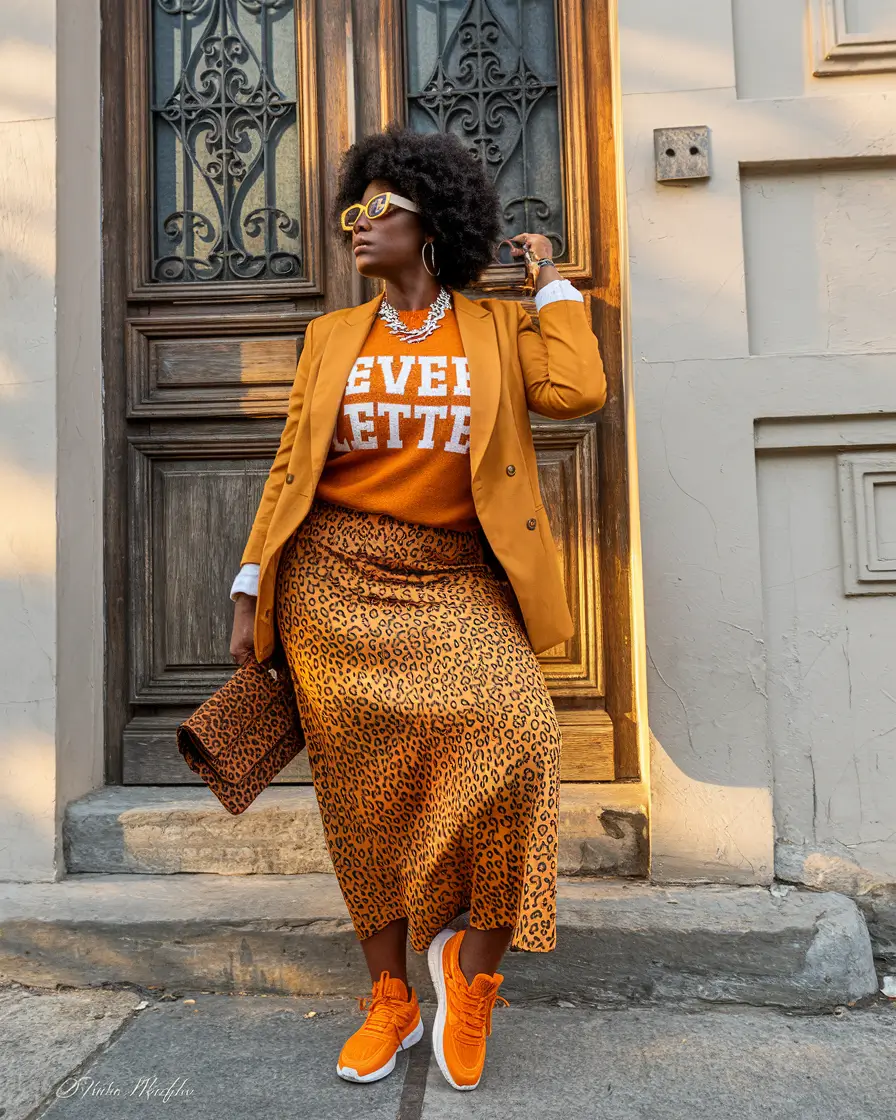 fall outfits black women skirt Playful Prints With Power Blazer Energy